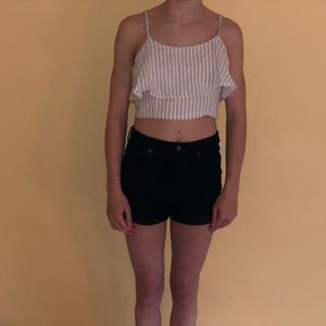 100% cotton zip up crop top